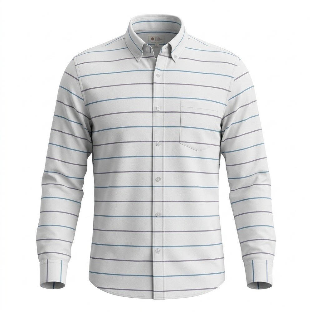 J.Crew Men's XL Sunwashed Oxford Shirt White Blue Striped Tailored Button Down